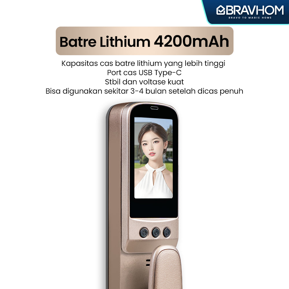 Bravhom Smart Digital Door Lock BS-L840 Bravhom Smart Digital Door Lock BS-L840 BravHom Smart Lock Kadonio Smart Home
