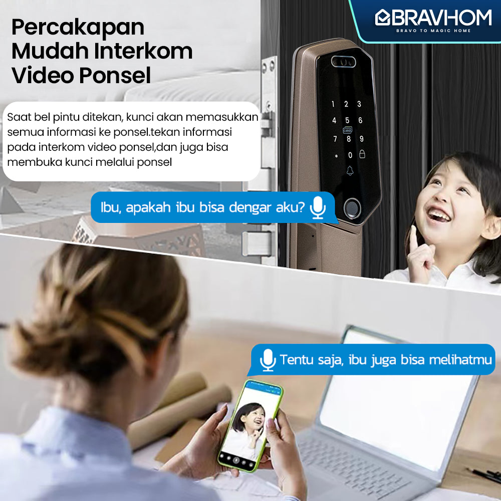 Bravhom Smart Digital Door Lock BS-L840 Bravhom Smart Digital Door Lock BS-L840 BravHom Smart Lock Kadonio Smart Home