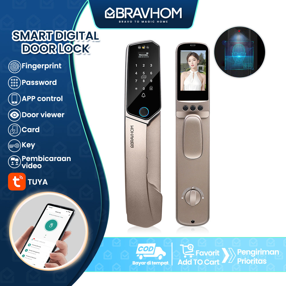 Bravhom Smart Digital Door Lock BS-L840 Bravhom Smart Digital Door Lock BS-L840 BravHom Smart Lock Kadonio Smart Home