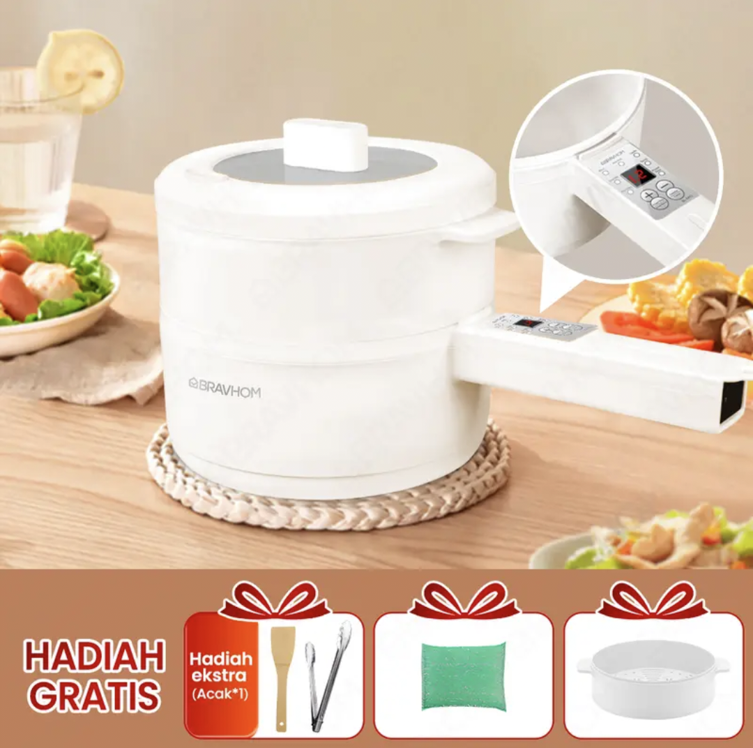 (COD)Bravhom Panci Listrik Multifungsi 1.8L Waktu Janji Temu Penyesuaian Api Anti Lengket Liner Nano Porselen Putih Perlindungan Terlalu Panas Anti Gores Pelestarian Panas wajan elektrik pancilistrik 2liter electric pot (COD)Bravhom Panci Listrik Multifungsi 1.8L Waktu Janji Temu Penyesuaian Api Anti Lengket Liner Nano Porselen Putih Perlindungan Terlalu Panas Anti Gores Pelestarian Panas wajan elektrik pancilistrik 2liter electric pot BravHom Kitchen Appliances Kadonio Smart Home