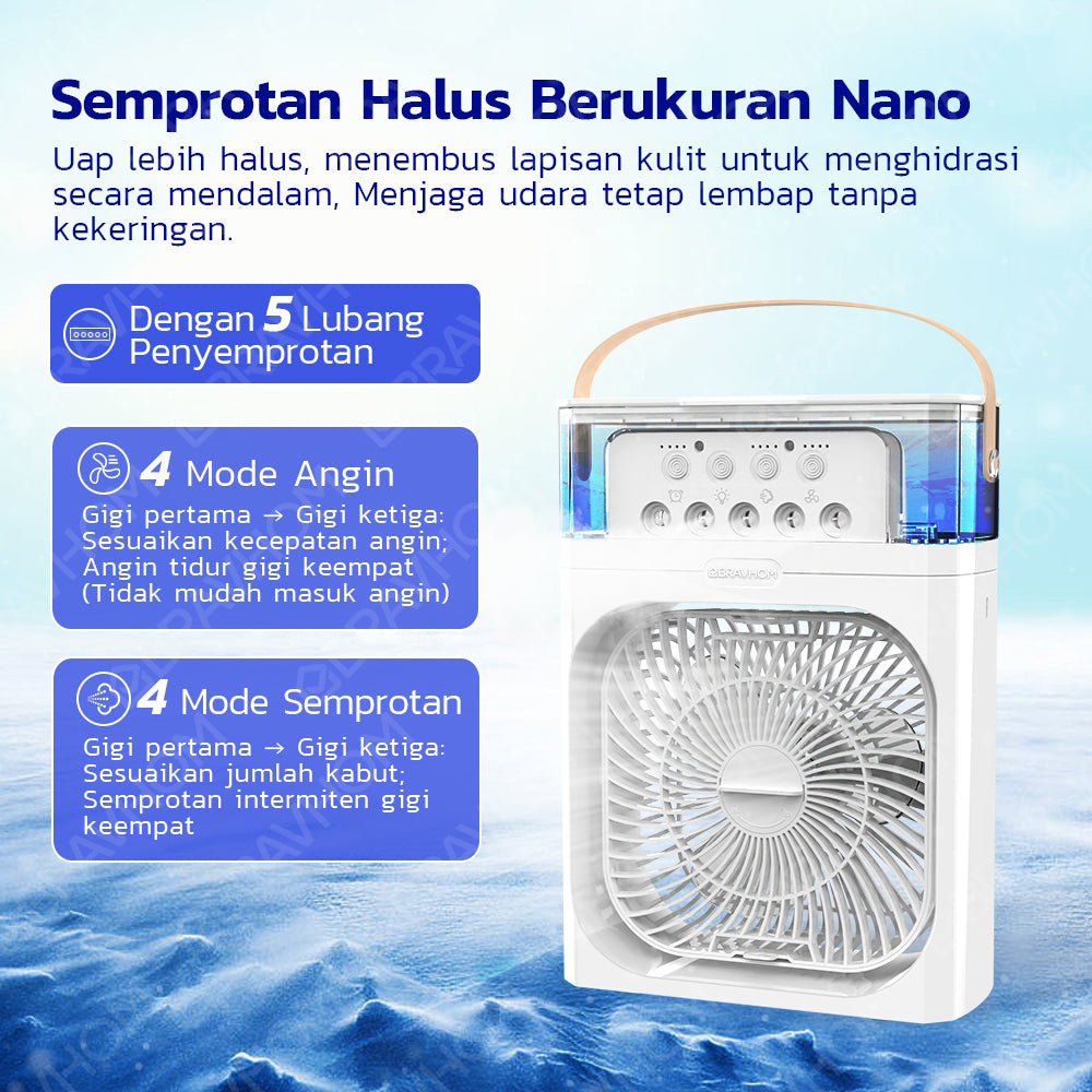 (COD)Bravhom kipas angin AC 4 Kecepatan Portable Waktu 2-6H Aromaterapi Nano Spray 4 Tingkatan 600ML Tangki Air 360° Adjustment Air Cooler Meja Kipas angin uap Portable (COD)Bravhom kipas angin AC 4 Kecepatan Portable Waktu 2-6H Aromaterapi Nano Spray 4 Tingkatan 600ML Tangki Air 360° Adjustment Air Cooler Meja Kipas angin uap Portable BravHom Fan Kadonio Smart Home