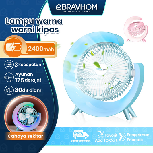 (COD)Bravhom Kipas Angin Portable Meja 2in1 Cahaya Sekitar Tidak Berisik 3 Kecepatan USB Cas kipas angin (COD)Bravhom Kipas Angin Portable Meja 2in1 Cahaya Sekitar Tidak Berisik 3 Kecepatan USB Cas kipas angin BravHom Fan Kadonio Smart Home