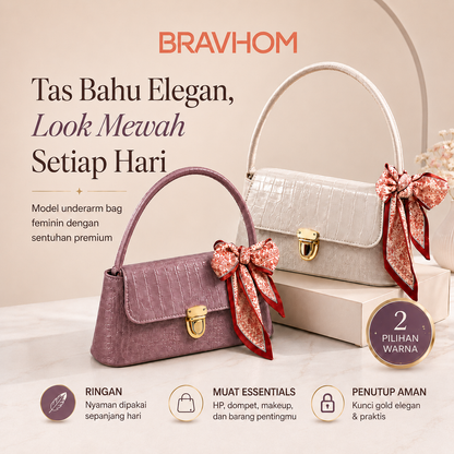 (COD)BRAVHOM Tas Bahu Wanita Underarm Croco Elegan Pita Satin - Tas Kekinian Premium Ringan Cocok Kerja Hangout (COD)BRAVHOM Tas Bahu Wanita Underarm Croco Elegan Pita Satin - Tas Kekinian Premium Ringan Cocok Kerja Hangout BravHom Official Store  Kadonio Smart Home