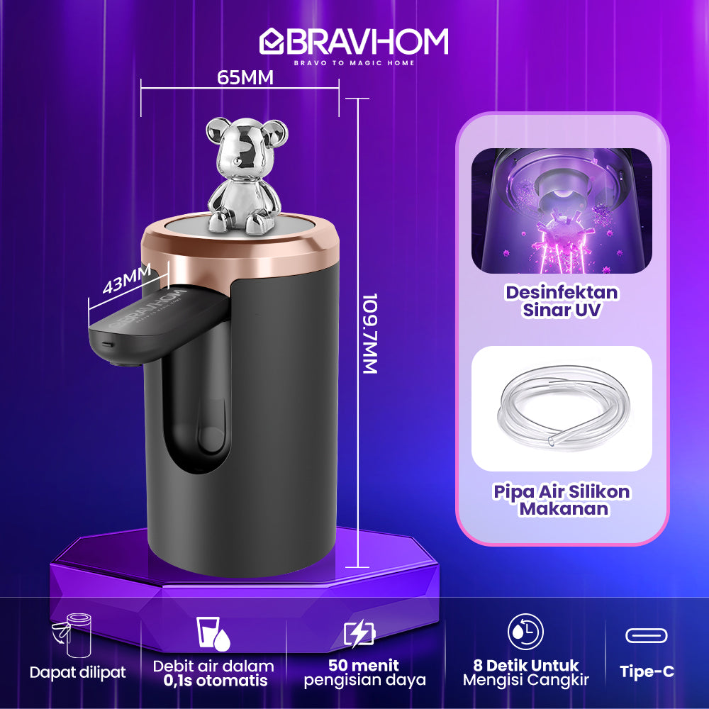 (COD)Bravhom Pompa Galon Electric DapatDilipat USB Dispenser Portable Galon AirElektrik (COD)Bravhom Pompa Galon Electric DapatDilipat USB Dispenser Portable Galon AirElektrik BravHom  Kadonio Smart Home
