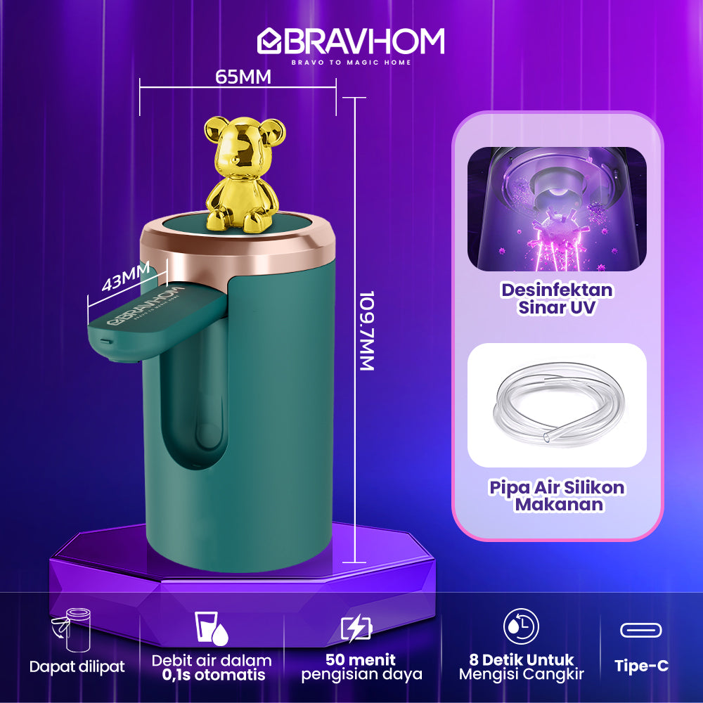 (COD)Bravhom Pompa Galon Electric DapatDilipat USB Dispenser Portable Galon AirElektrik (COD)Bravhom Pompa Galon Electric DapatDilipat USB Dispenser Portable Galon AirElektrik BravHom  Kadonio Smart Home