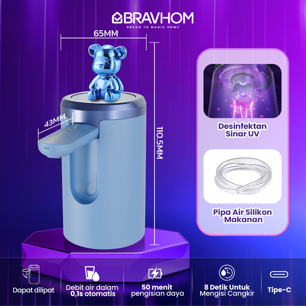 (COD)Bravhom Pompa Galon Electric DapatDilipat USB Dispenser Portable Galon AirElektrik (COD)Bravhom Pompa Galon Electric DapatDilipat USB Dispenser Portable Galon AirElektrik BravHom  Kadonio Smart Home