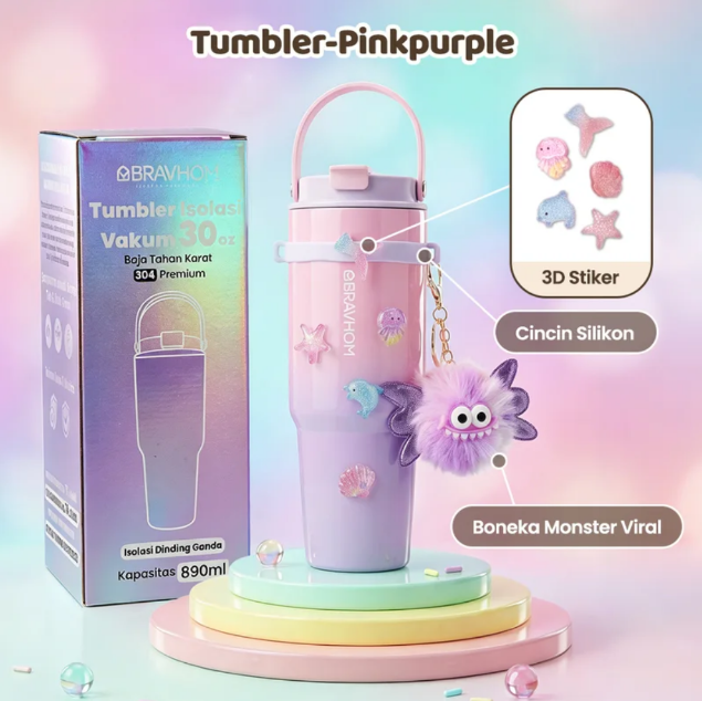 [3D Stiker DIY] (COD)Bravhom Gradasi Botol Tumbler Stainless Steel 304 Bisa Tahan Dingin &Panas tumblers stainless Botol Minum Trendi untuk Travel & Sehari-hari Kapasitas 89oml water cup cangkir Portabel BTO6 [3D Stiker DIY] (COD)Bravhom Gradasi Botol Tumbler Stainless Steel 304 Bisa Tahan Dingin &Panas tumblers stainless Botol Minum Trendi untuk Travel & Sehari-hari Kapasitas 89oml water cup cangkir Portabel BTO6 BravHom  Kadonio Smart Home