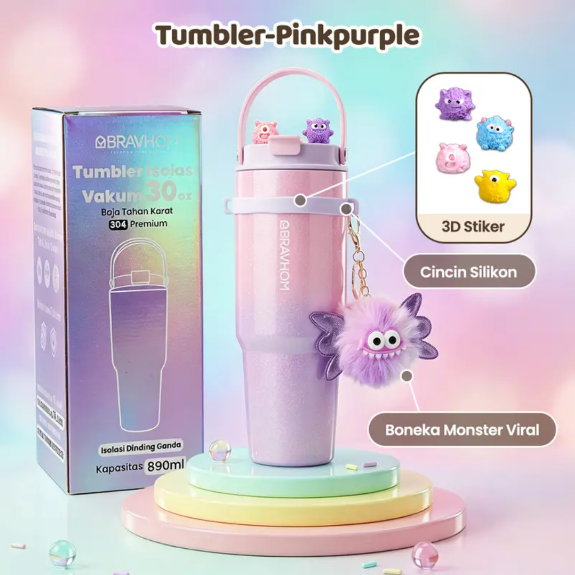 [3D Stiker DIY] (COD)Bravhom Gradasi Botol Tumbler Stainless Steel 304 Bisa Tahan Dingin &Panas tumblers stainless Botol Minum Trendi untuk Travel & Sehari-hari Kapasitas 89oml water cup cangkir Portabel BTO6 [3D Stiker DIY] (COD)Bravhom Gradasi Botol Tumbler Stainless Steel 304 Bisa Tahan Dingin &Panas tumblers stainless Botol Minum Trendi untuk Travel & Sehari-hari Kapasitas 89oml water cup cangkir Portabel BTO6 BravHom  Kadonio Smart Home