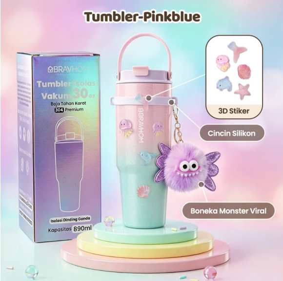 [3D Stiker DIY] (COD)Bravhom Gradasi Botol Tumbler Stainless Steel 304 Bisa Tahan Dingin &Panas tumblers stainless Botol Minum Trendi untuk Travel & Sehari-hari Kapasitas 89oml water cup cangkir Portabel BTO6 [3D Stiker DIY] (COD)Bravhom Gradasi Botol Tumbler Stainless Steel 304 Bisa Tahan Dingin &Panas tumblers stainless Botol Minum Trendi untuk Travel & Sehari-hari Kapasitas 89oml water cup cangkir Portabel BTO6 BravHom  Kadonio Smart Home