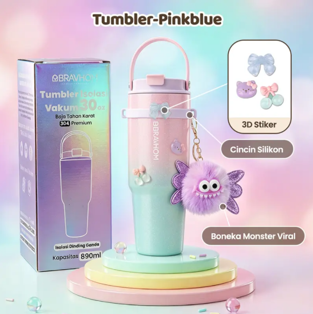 [3D Stiker DIY] (COD)Bravhom Gradasi Botol Tumbler Stainless Steel 304 Bisa Tahan Dingin &Panas tumblers stainless Botol Minum Trendi untuk Travel & Sehari-hari Kapasitas 89oml water cup cangkir Portabel BTO6 [3D Stiker DIY] (COD)Bravhom Gradasi Botol Tumbler Stainless Steel 304 Bisa Tahan Dingin &Panas tumblers stainless Botol Minum Trendi untuk Travel & Sehari-hari Kapasitas 89oml water cup cangkir Portabel BTO6 BravHom  Kadonio Smart Home