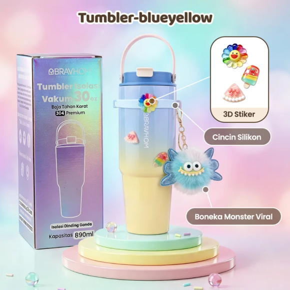 [3D Stiker DIY] (COD)Bravhom Gradasi Botol Tumbler Stainless Steel 304 Bisa Tahan Dingin &Panas tumblers stainless Botol Minum Trendi untuk Travel & Sehari-hari Kapasitas 89oml water cup cangkir Portabel BTO6 [3D Stiker DIY] (COD)Bravhom Gradasi Botol Tumbler Stainless Steel 304 Bisa Tahan Dingin &Panas tumblers stainless Botol Minum Trendi untuk Travel & Sehari-hari Kapasitas 89oml water cup cangkir Portabel BTO6 BravHom  Kadonio Smart Home