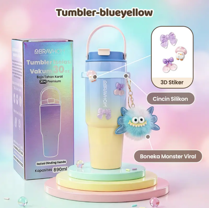 [3D Stiker DIY] (COD)Bravhom Gradasi Botol Tumbler Stainless Steel 304 Bisa Tahan Dingin &Panas tumblers stainless Botol Minum Trendi untuk Travel & Sehari-hari Kapasitas 89oml water cup cangkir Portabel BTO6 [3D Stiker DIY] (COD)Bravhom Gradasi Botol Tumbler Stainless Steel 304 Bisa Tahan Dingin &Panas tumblers stainless Botol Minum Trendi untuk Travel & Sehari-hari Kapasitas 89oml water cup cangkir Portabel BTO6 BravHom  Kadonio Smart Home