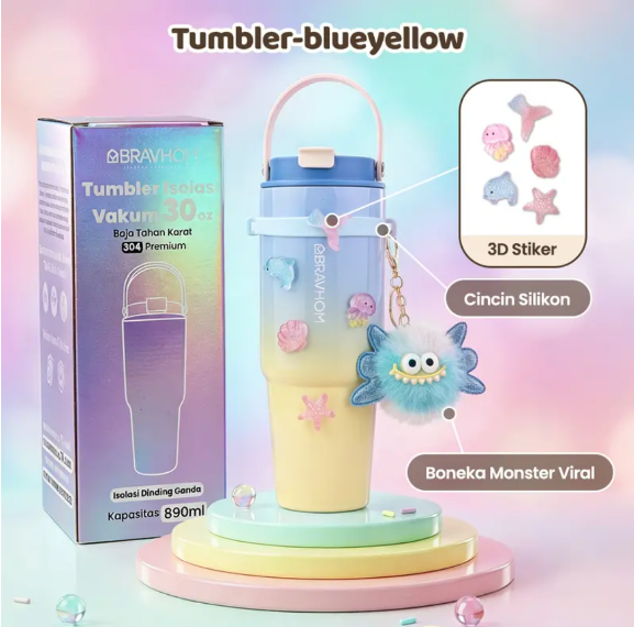 [3D Stiker DIY] (COD)Bravhom Gradasi Botol Tumbler Stainless Steel 304 Bisa Tahan Dingin &Panas tumblers stainless Botol Minum Trendi untuk Travel & Sehari-hari Kapasitas 89oml water cup cangkir Portabel BTO6 [3D Stiker DIY] (COD)Bravhom Gradasi Botol Tumbler Stainless Steel 304 Bisa Tahan Dingin &Panas tumblers stainless Botol Minum Trendi untuk Travel & Sehari-hari Kapasitas 89oml water cup cangkir Portabel BTO6 BravHom  Kadonio Smart Home