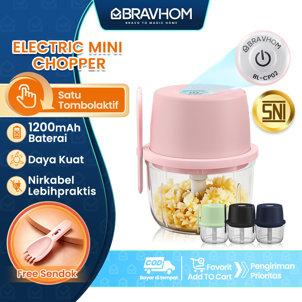 (COD)New Bravhom 1200mah Baterai DayaKuat Mini Chopper Electric 350 ML PortableBlender (COD)New Bravhom 1200mah Baterai DayaKuat Mini Chopper Electric 350 ML PortableBlender BravHom Blender Kadonio Smart Home