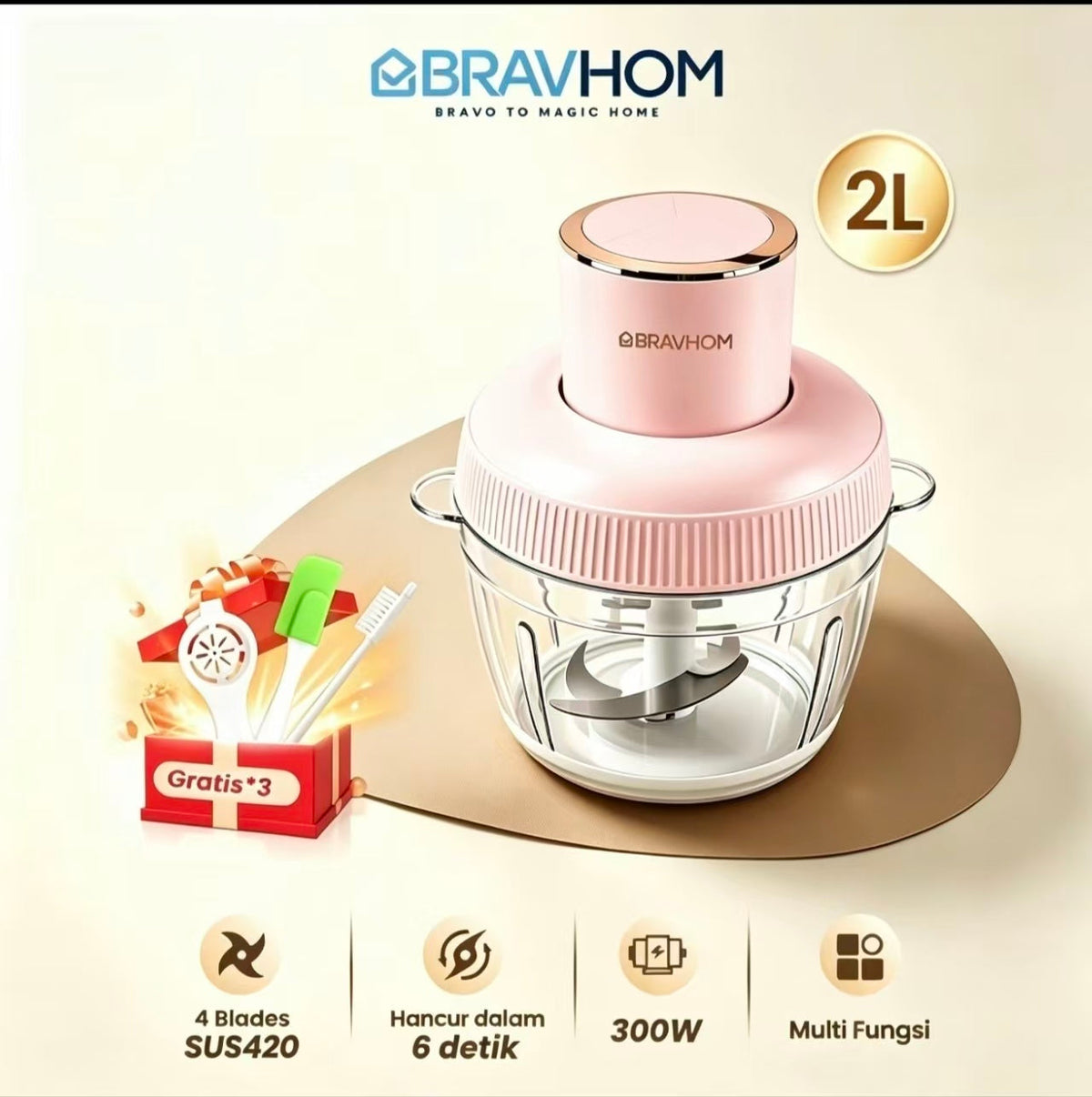 (COD)Bravhom Penggiling Makanan/Daging/Bumbu Multifungsi KapasitasBesar 2L+0.9L dari Bahan PC Food-Gradedengan Tiga Kecepatan dan Pisau Stainless Steel (COD)Bravhom Penggiling Makanan/Daging/Bumbu Multifungsi KapasitasBesar 2L+0.9L dari Bahan PC Food-Gradedengan Tiga Kecepatan dan Pisau Stainless Steel BravHom Official Store Kitchen Appliances Kadonio Smart Home