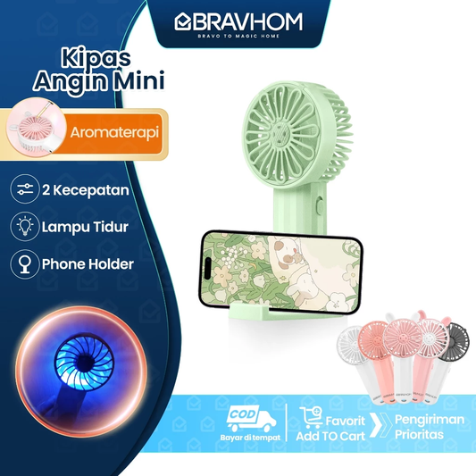 (COD)Bravhom Kipas Angin Mini Portable Aromaterapi USB Cas Karakter Sebagai Dudukan (COD)Bravhom Kipas Angin Mini Portable Aromaterapi USB Cas Karakter Sebagai Dudukan BravHom Fan Kadonio Smart Home