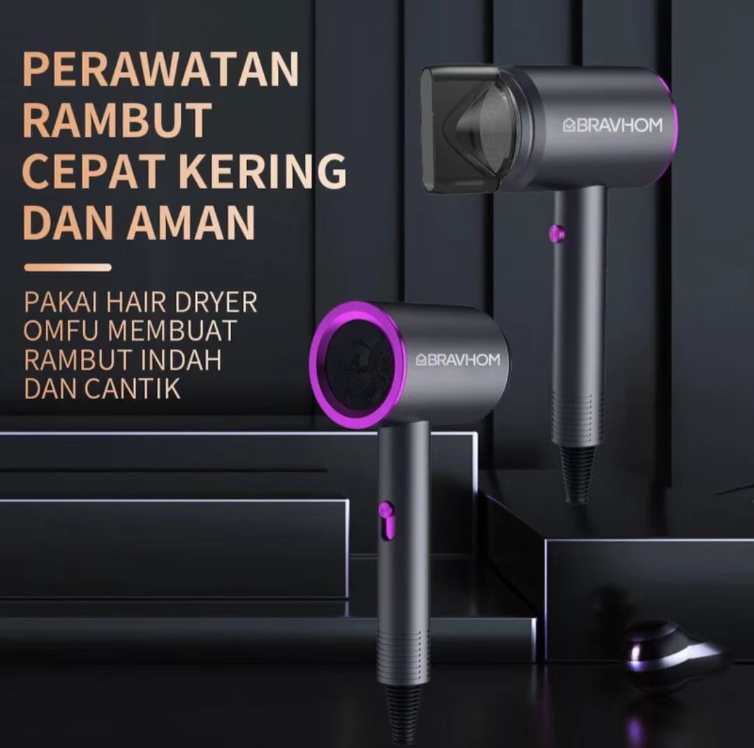 (COD)Bravhom Mesin Pengering Rambut 800w Terbaru Dengan Teknologi Negatif Ion Dan Sinar Biru, Edisi Terbatas Dengan Warna-Warna Khusus Macaron, Motor Cepat, Rendah Kebisingan, Perawatan Rambut Dengan Kelembapan Salon Kelas Atas hair dryer sakumini hair