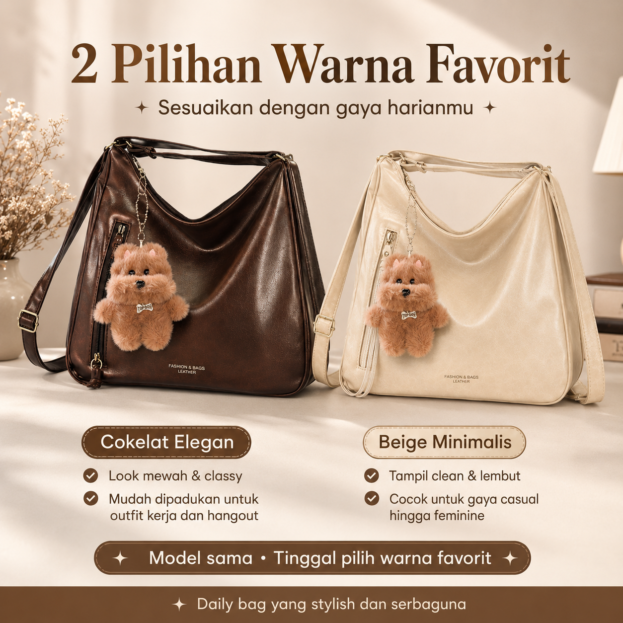 BRAVHOM Tas Selempang Wanita Multifungsi 3 Gaya Kapasitas Besar Kulit Sintetis Premium | Free Gantungan Boneka Anjing Lucu BRAVHOM Tas Selempang Wanita Multifungsi 3 Gaya Kapasitas Besar Kulit Sintetis Premium | Free Gantungan Boneka Anjing Lucu BravHom Official Store  Kadonio Smart Home