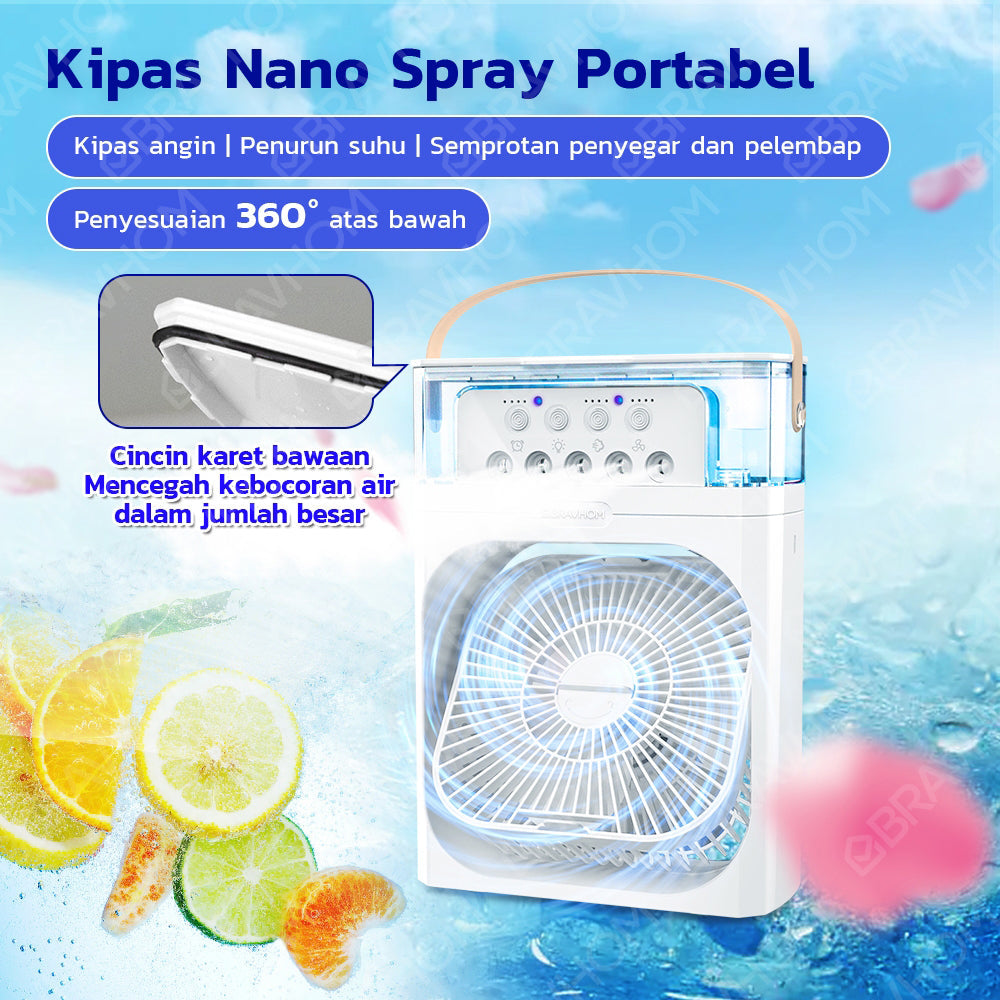 (COD)Bravhom kipas angin AC 4 Kecepatan Portable Waktu 2-6H Aromaterapi Nano Spray 4 Tingkatan 600ML Tangki Air 360° Adjustment Air Cooler Meja Kipas angin uap Portable (COD)Bravhom kipas angin AC 4 Kecepatan Portable Waktu 2-6H Aromaterapi Nano Spray 4 Tingkatan 600ML Tangki Air 360° Adjustment Air Cooler Meja Kipas angin uap Portable BravHom Fan Kadonio Smart Home