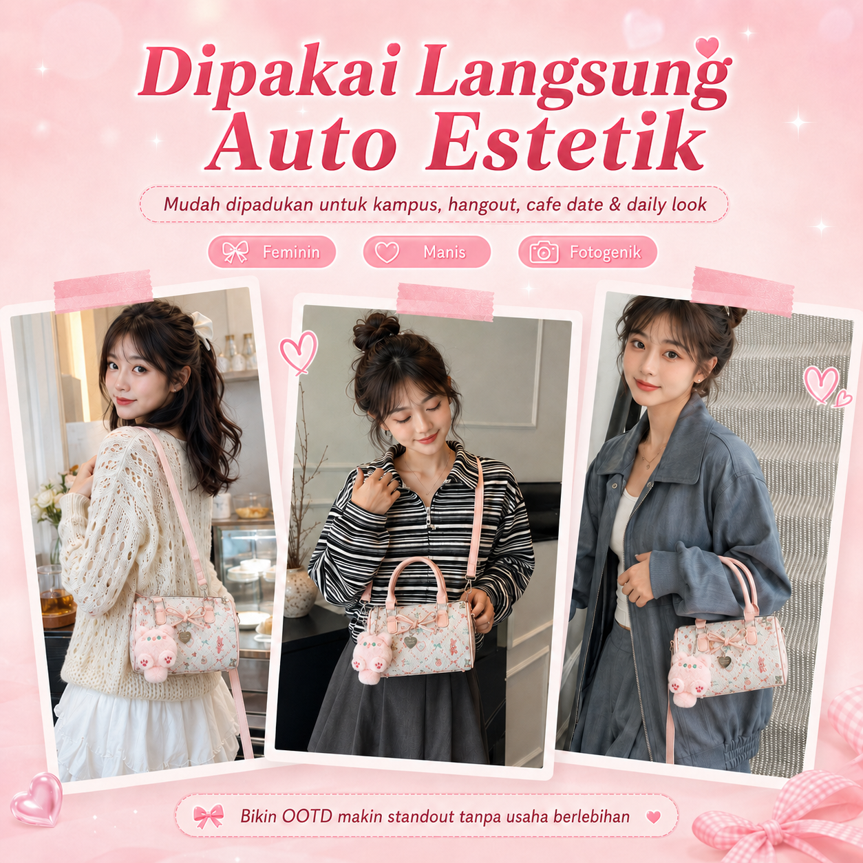 BRAVHOM Tas Boston Mini Selempang Wanita Boneka Kucing Imut BRAVHOM Tas Boston Mini Selempang Wanita Boneka Kucing Imut BravHom Official Store  Kadonio Smart Home