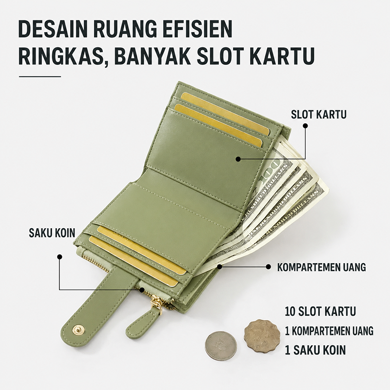 Bravhom Fashion Dompet Wanita Kulit Sapi Premium, Desain Simpel Dompet Kartu Mini Multifungsi dengan Saku Koin Resleting BG40 Bravhom Fashion Dompet Wanita Kulit Sapi Premium, Desain Simpel Dompet Kartu Mini Multifungsi dengan Saku Koin Resleting BG40 BravHom bag Kadonio Smart Home