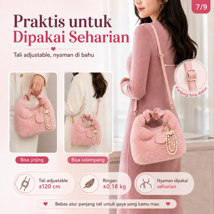 BRAVHOM Tas Bulu Fluffy Mewah dengan Aksesoris Mutiara, Tas Wanita 2 Gaya Pakai Jinjing Selempang Premium untuk OOTD Sehari-hari BRAVHOM Tas Bulu Fluffy Mewah dengan Aksesoris Mutiara, Tas Wanita 2 Gaya Pakai Jinjing Selempang Premium untuk OOTD Sehari-hari BravHom Official Store  Kadonio Smart Home