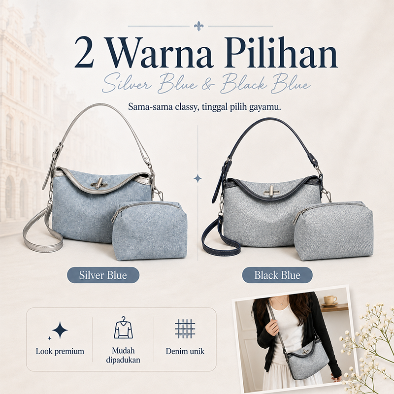 Bravhom Fashion Tas Denim Wanita Biru Tas Selempang Bahu Premium Set 2 in 1 Gratis Mini Pouch Vintage Casual BG20 Bravhom Fashion Tas Denim Wanita Biru Tas Selempang Bahu Premium Set 2 in 1 Gratis Mini Pouch Vintage Casual BG20 BravHom bag Kadonio Smart Home