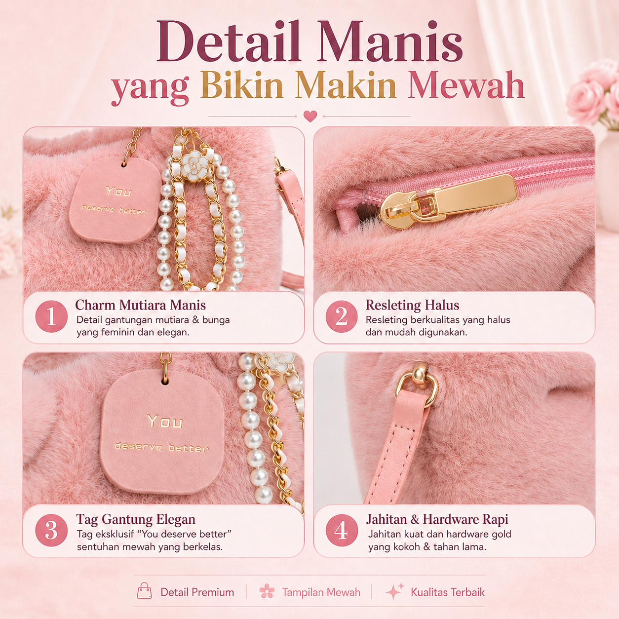 BRAVHOM Tas Bulu Fluffy Mewah dengan Aksesoris Mutiara, Tas Wanita 2 Gaya Pakai Jinjing Selempang Premium untuk OOTD Sehari-hari BRAVHOM Tas Bulu Fluffy Mewah dengan Aksesoris Mutiara, Tas Wanita 2 Gaya Pakai Jinjing Selempang Premium untuk OOTD Sehari-hari BravHom Official Store  Kadonio Smart Home