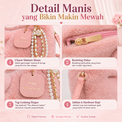 BRAVHOM Tas Bulu Fluffy Mewah dengan Aksesoris Mutiara, Tas Wanita 2 Gaya Pakai Jinjing Selempang Premium untuk OOTD Sehari-hari BRAVHOM Tas Bulu Fluffy Mewah dengan Aksesoris Mutiara, Tas Wanita 2 Gaya Pakai Jinjing Selempang Premium untuk OOTD Sehari-hari BravHom Official Store  Kadonio Smart Home