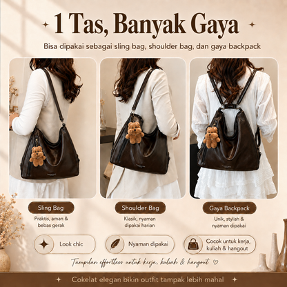 BRAVHOM Tas Selempang Wanita Multifungsi 3 Gaya Kapasitas Besar Kulit Sintetis Premium | Free Gantungan Boneka Anjing Lucu BRAVHOM Tas Selempang Wanita Multifungsi 3 Gaya Kapasitas Besar Kulit Sintetis Premium | Free Gantungan Boneka Anjing Lucu BravHom Official Store  Kadonio Smart Home