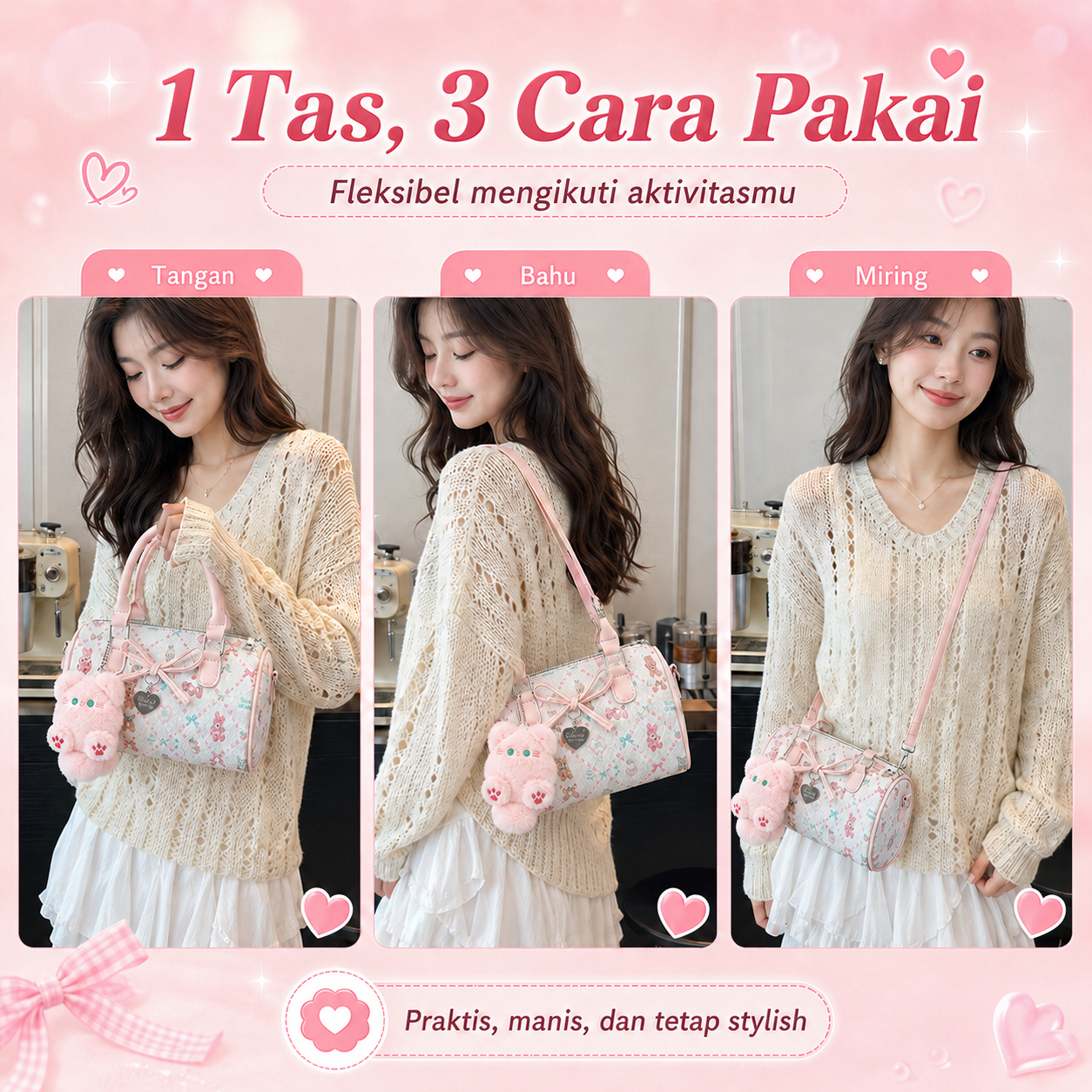 BRAVHOM Tas Boston Mini Selempang Wanita Boneka Kucing Imut BRAVHOM Tas Boston Mini Selempang Wanita Boneka Kucing Imut BravHom Official Store  Kadonio Smart Home