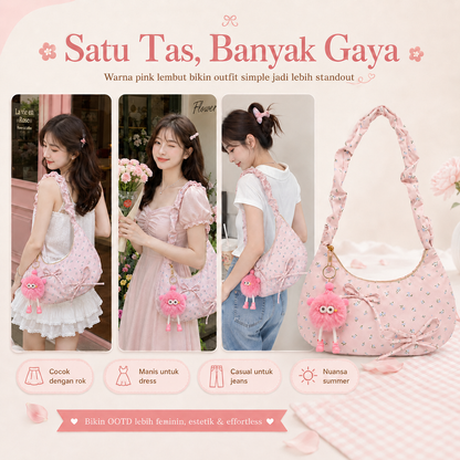 BRAVHOM Tas Hobo Bunga Pink Super Gemoy Gratis Charm Boneka Lucu I Tas Bahu Kanvas Manis Nyaman untuk OOTD Kuliah Hangout BRAVHOM Tas Hobo Bunga Pink Super Gemoy Gratis Charm Boneka Lucu I Tas Bahu Kanvas Manis Nyaman untuk OOTD Kuliah Hangout BravHom Official Store  Kadonio Smart Home