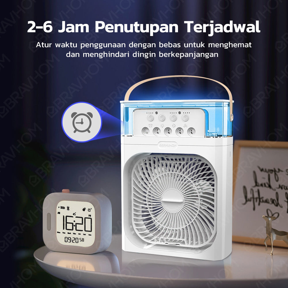 (COD)Bravhom kipas angin AC 4 Kecepatan Portable Waktu 2-6H Aromaterapi Nano Spray 4 Tingkatan 600ML Tangki Air 360° Adjustment Air Cooler Meja Kipas angin uap Portable (COD)Bravhom kipas angin AC 4 Kecepatan Portable Waktu 2-6H Aromaterapi Nano Spray 4 Tingkatan 600ML Tangki Air 360° Adjustment Air Cooler Meja Kipas angin uap Portable BravHom Fan Kadonio Smart Home