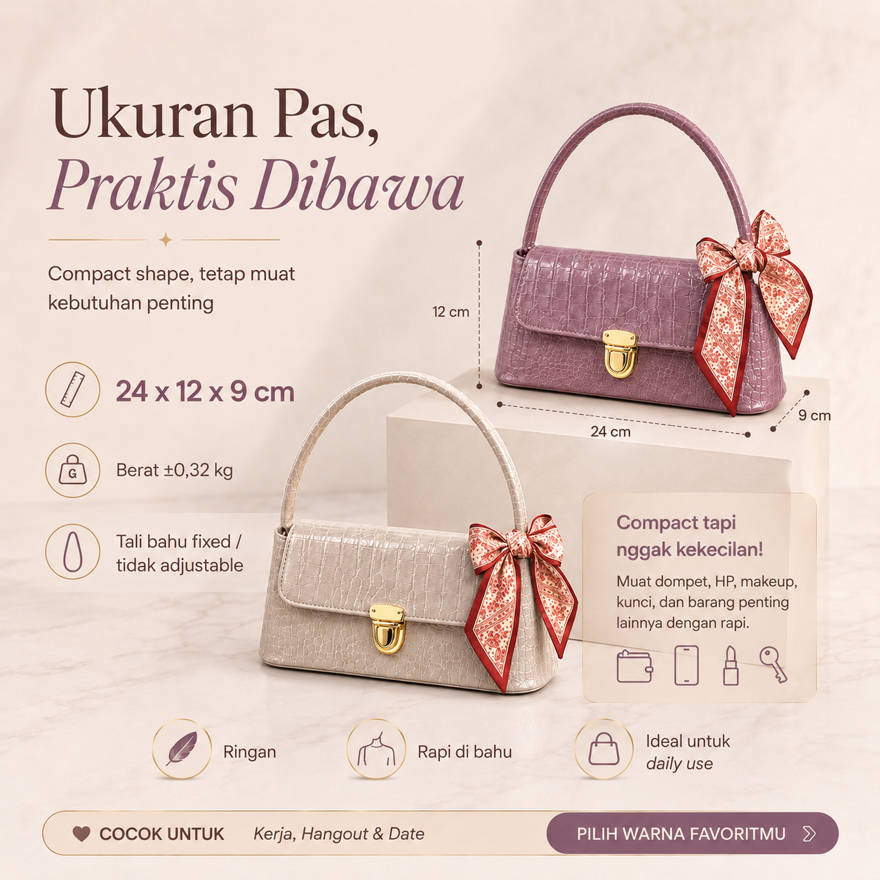 (COD)BRAVHOM Tas Bahu Wanita Underarm Croco Elegan Pita Satin - Tas Kekinian Premium Ringan Cocok Kerja Hangout (COD)BRAVHOM Tas Bahu Wanita Underarm Croco Elegan Pita Satin - Tas Kekinian Premium Ringan Cocok Kerja Hangout BravHom Official Store  Kadonio Smart Home