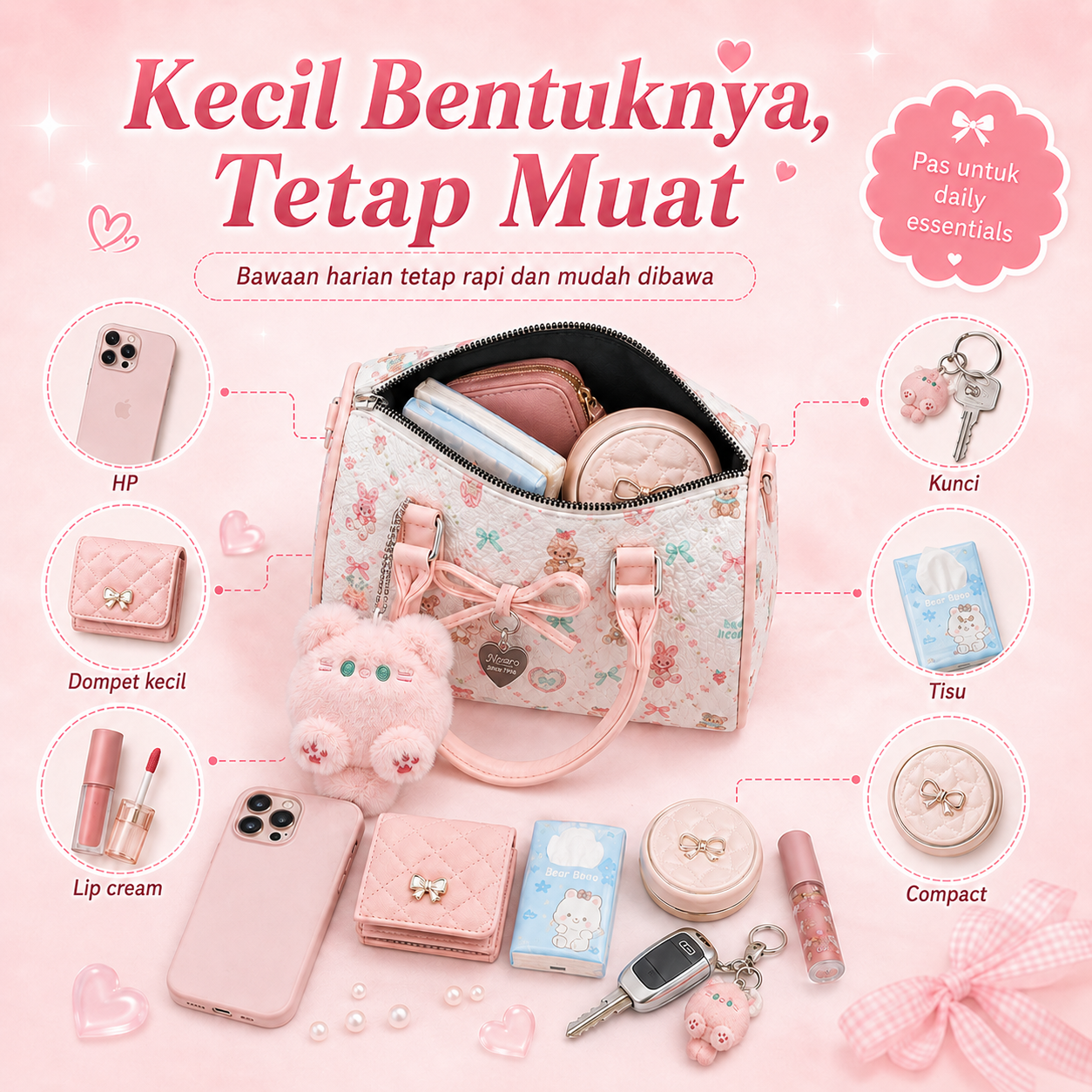 BRAVHOM Tas Boston Mini Selempang Wanita Boneka Kucing Imut BRAVHOM Tas Boston Mini Selempang Wanita Boneka Kucing Imut BravHom Official Store  Kadonio Smart Home