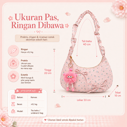 BRAVHOM Tas Hobo Bunga Pink Super Gemoy Gratis Charm Boneka Lucu I Tas Bahu Kanvas Manis Nyaman untuk OOTD Kuliah Hangout BRAVHOM Tas Hobo Bunga Pink Super Gemoy Gratis Charm Boneka Lucu I Tas Bahu Kanvas Manis Nyaman untuk OOTD Kuliah Hangout BravHom Official Store  Kadonio Smart Home