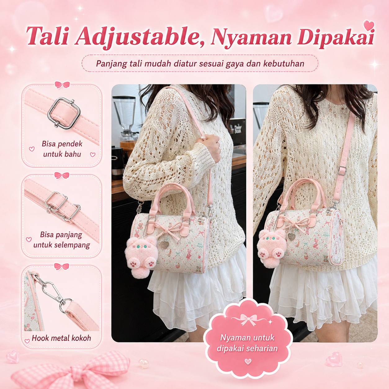BRAVHOM Tas Boston Mini Selempang Wanita Boneka Kucing Imut BRAVHOM Tas Boston Mini Selempang Wanita Boneka Kucing Imut BravHom Official Store  Kadonio Smart Home