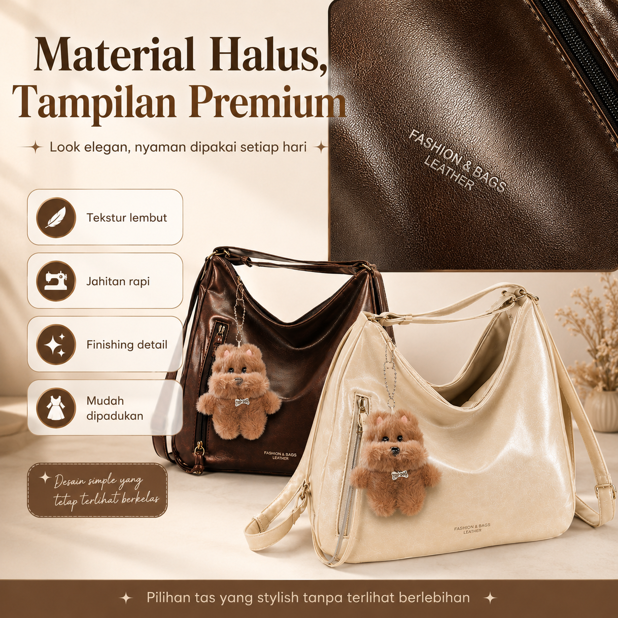 BRAVHOM Tas Selempang Wanita Multifungsi 3 Gaya Kapasitas Besar Kulit Sintetis Premium | Free Gantungan Boneka Anjing Lucu BRAVHOM Tas Selempang Wanita Multifungsi 3 Gaya Kapasitas Besar Kulit Sintetis Premium | Free Gantungan Boneka Anjing Lucu BravHom Official Store  Kadonio Smart Home
