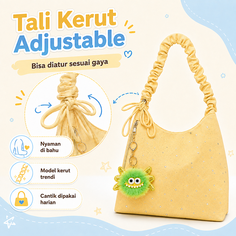 Bravhom Fashion Tas Bahu Tote Bintang Wanita Tali Kerut Adjustable, Bonus Gantungan Pom Pom Gratis, Tas Selempang Daily Use Muat Banyak BG18 Bravhom Fashion Tas Bahu Tote Bintang Wanita Tali Kerut Adjustable, Bonus Gantungan Pom Pom Gratis, Tas Selempang Daily Use Muat Banyak BG18 BravHom Official Store  Kadonio Smart Home