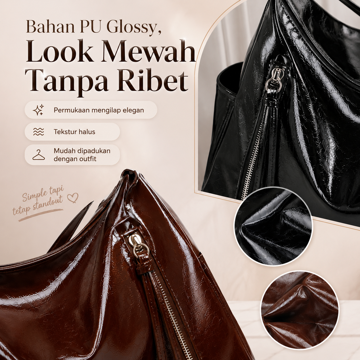 (COD)BRAVHOM Tas Hobo Wanita Glossy Kulit PU Premium Tas Selempang Shoulder Bag Besar Free Gantungan Boneka Beruang Untuk Sehari-hari Kerja (COD)BRAVHOM Tas Hobo Wanita Glossy Kulit PU Premium Tas Selempang Shoulder Bag Besar Free Gantungan Boneka Beruang Untuk Sehari-hari Kerja BravHom bag Kadonio Smart Home