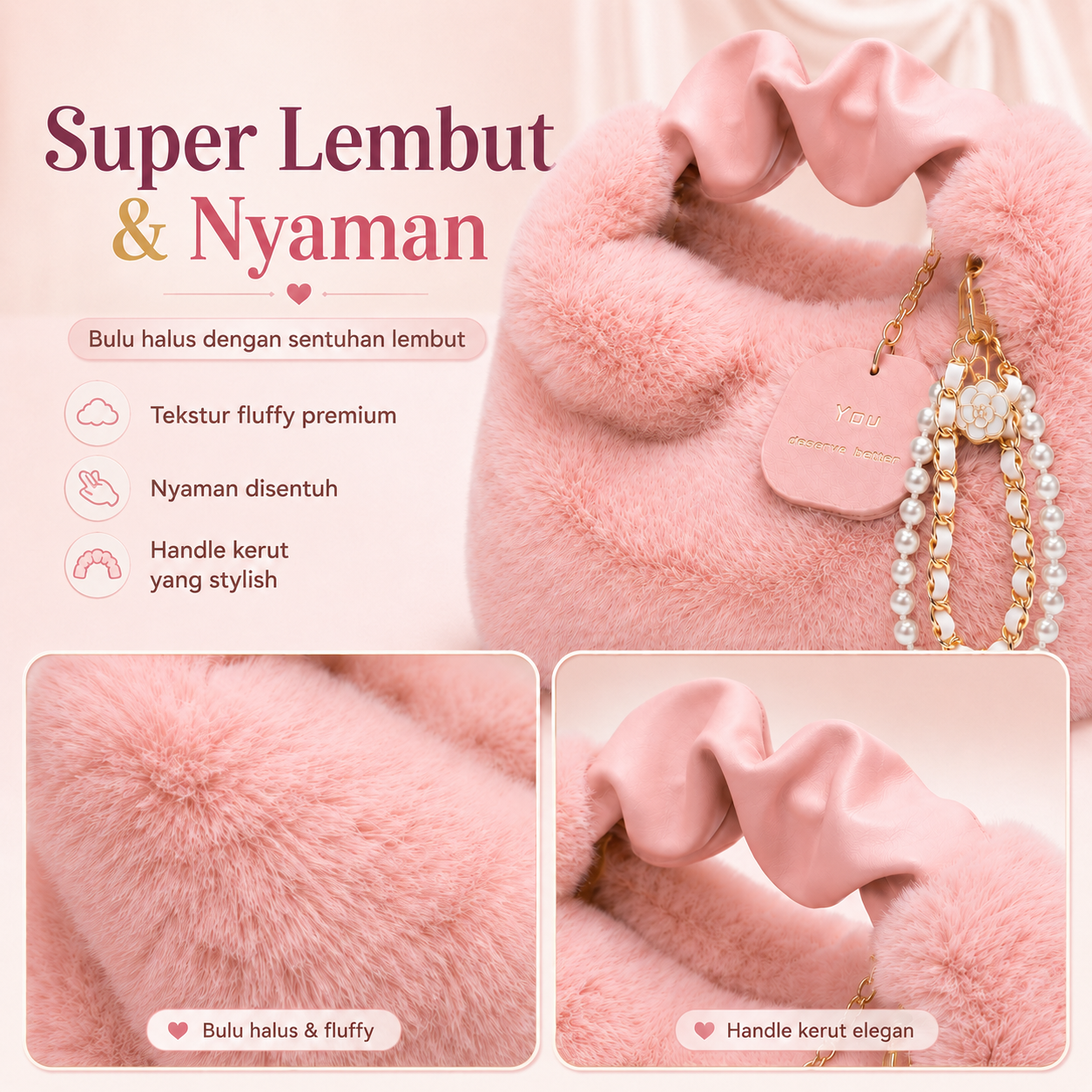 BRAVHOM Tas Bulu Fluffy Mewah dengan Aksesoris Mutiara, Tas Wanita 2 Gaya Pakai Jinjing Selempang Premium untuk OOTD Sehari-hari BRAVHOM Tas Bulu Fluffy Mewah dengan Aksesoris Mutiara, Tas Wanita 2 Gaya Pakai Jinjing Selempang Premium untuk OOTD Sehari-hari BravHom Official Store  Kadonio Smart Home
