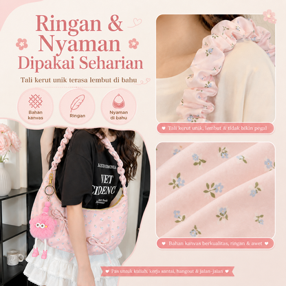 BRAVHOM Tas Hobo Bunga Pink Super Gemoy Gratis Charm Boneka Lucu I Tas Bahu Kanvas Manis Nyaman untuk OOTD Kuliah Hangout BRAVHOM Tas Hobo Bunga Pink Super Gemoy Gratis Charm Boneka Lucu I Tas Bahu Kanvas Manis Nyaman untuk OOTD Kuliah Hangout BravHom Official Store  Kadonio Smart Home