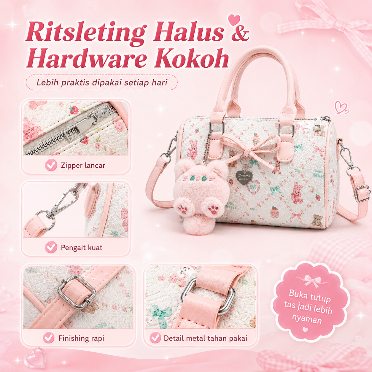 BRAVHOM Tas Boston Mini Selempang Wanita Boneka Kucing Imut BRAVHOM Tas Boston Mini Selempang Wanita Boneka Kucing Imut BravHom Official Store  Kadonio Smart Home