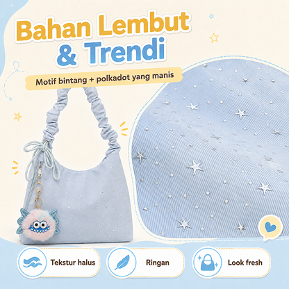 Bravhom Fashion Tas Bahu Tote Bintang Wanita Tali Kerut Adjustable, Bonus Gantungan Pom Pom Gratis, Tas Selempang Daily Use Muat Banyak BG18 Bravhom Fashion Tas Bahu Tote Bintang Wanita Tali Kerut Adjustable, Bonus Gantungan Pom Pom Gratis, Tas Selempang Daily Use Muat Banyak BG18 BravHom Official Store  Kadonio Smart Home