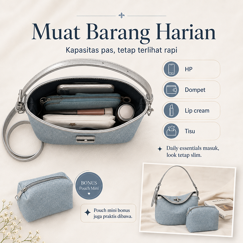 Bravhom Fashion Tas Denim Wanita Biru Tas Selempang Bahu Premium Set 2 in 1 Gratis Mini Pouch Vintage Casual BG20 Bravhom Fashion Tas Denim Wanita Biru Tas Selempang Bahu Premium Set 2 in 1 Gratis Mini Pouch Vintage Casual BG20 BravHom bag Kadonio Smart Home