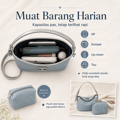 Bravhom Fashion Tas Denim Wanita Biru Tas Selempang Bahu Premium Set 2 in 1 Gratis Mini Pouch Vintage Casual BG20 Bravhom Fashion Tas Denim Wanita Biru Tas Selempang Bahu Premium Set 2 in 1 Gratis Mini Pouch Vintage Casual BG20 BravHom bag Kadonio Smart Home
