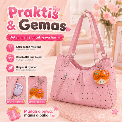 Bravhom Fashion Tas Tote Wanita Pink Motif Polkadot Korea Kapasitas Besar dengan Resleting Depan Tas Bahu Jinjing Casual BG19 Bravhom Fashion Tas Tote Wanita Pink Motif Polkadot Korea Kapasitas Besar dengan Resleting Depan Tas Bahu Jinjing Casual BG19 BravHom bag Kadonio Smart Home