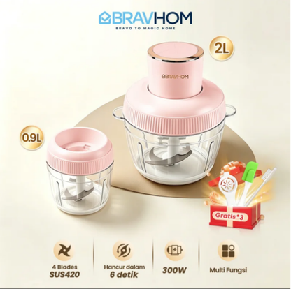 (COD)Bravhom Penggiling Makanan/Daging/Bumbu Multifungsi KapasitasBesar 2L+0.9L dari Bahan PC Food-Gradedengan Tiga Kecepatan dan Pisau Stainless Steel (COD)Bravhom Penggiling Makanan/Daging/Bumbu Multifungsi KapasitasBesar 2L+0.9L dari Bahan PC Food-Gradedengan Tiga Kecepatan dan Pisau Stainless Steel BravHom Official Store Kitchen Appliances Kadonio Smart Home