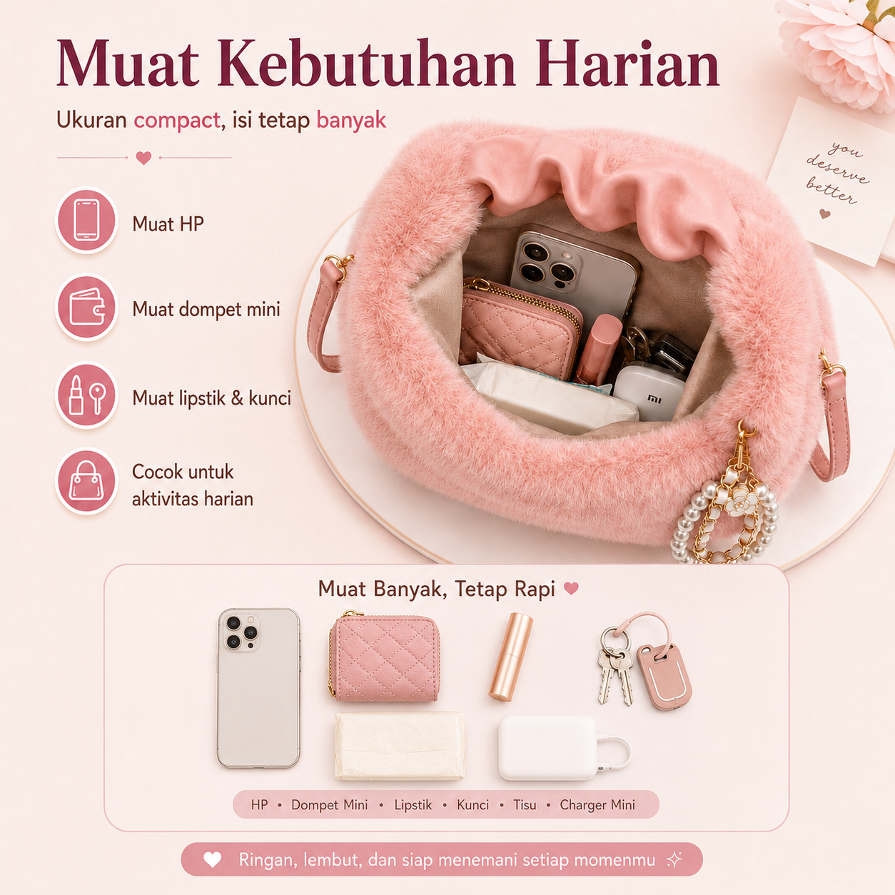BRAVHOM Tas Bulu Fluffy Mewah dengan Aksesoris Mutiara, Tas Wanita 2 Gaya Pakai Jinjing Selempang Premium untuk OOTD Sehari-hari BRAVHOM Tas Bulu Fluffy Mewah dengan Aksesoris Mutiara, Tas Wanita 2 Gaya Pakai Jinjing Selempang Premium untuk OOTD Sehari-hari BravHom Official Store  Kadonio Smart Home