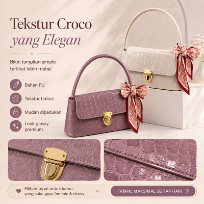 (COD)BRAVHOM Tas Bahu Wanita Underarm Croco Elegan Pita Satin - Tas Kekinian Premium Ringan Cocok Kerja Hangout (COD)BRAVHOM Tas Bahu Wanita Underarm Croco Elegan Pita Satin - Tas Kekinian Premium Ringan Cocok Kerja Hangout BravHom Official Store  Kadonio Smart Home